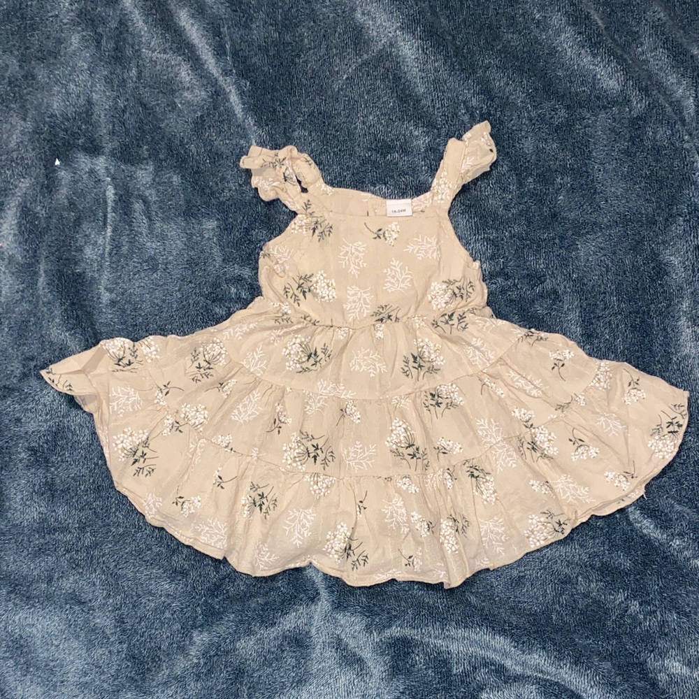 Charming Floral Beige Kids Dress